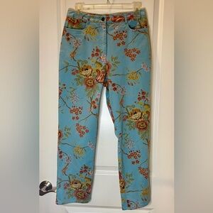 Vintage Harold’s Jeans Blue Floral Patterned High Rise Straight Leg Size 6